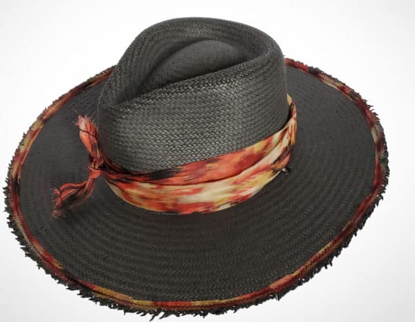 custom black straw hat